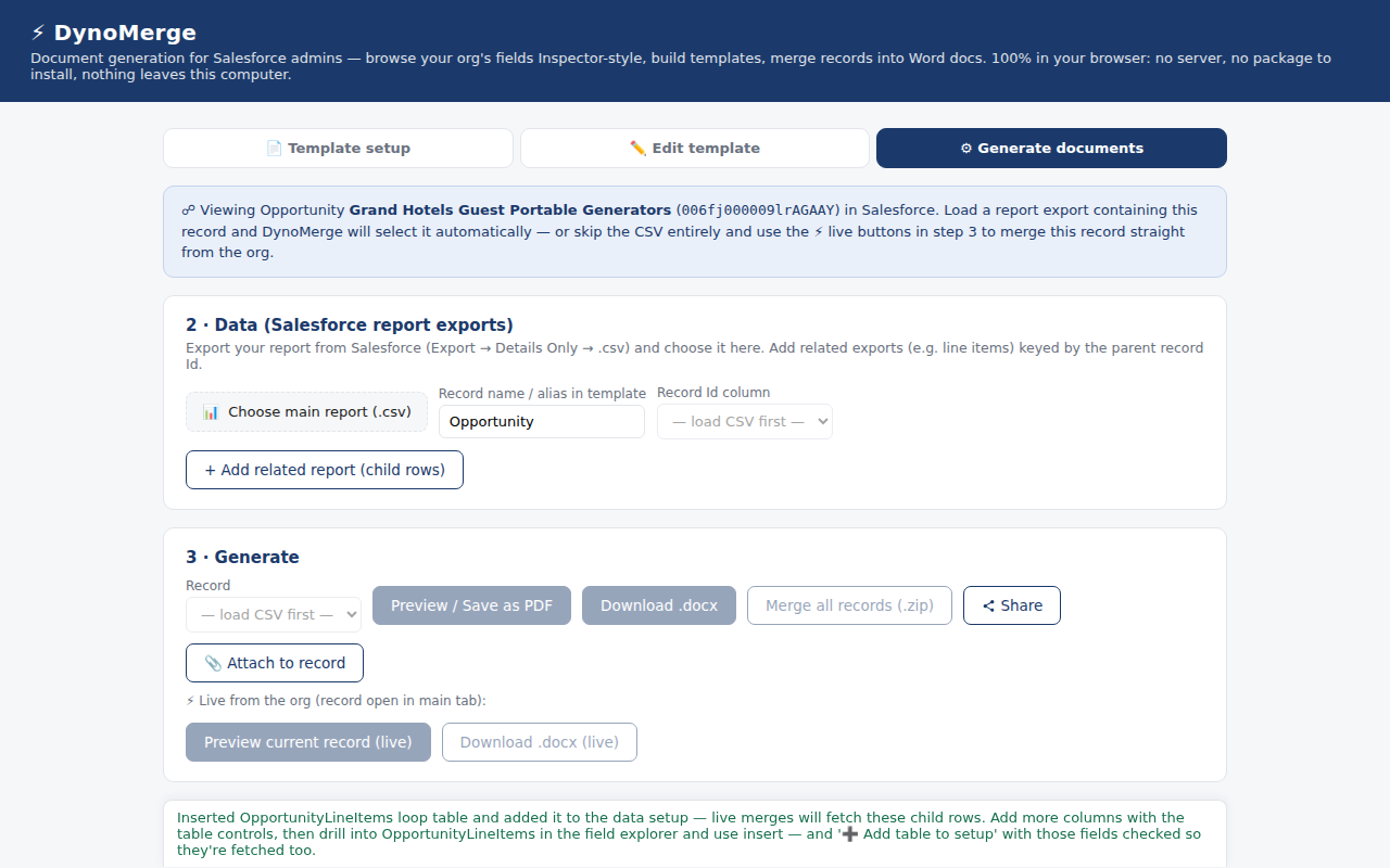 Grab this report banner and record-aware generation